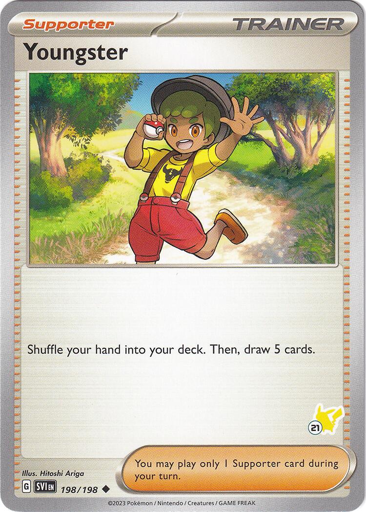 Youngster (198/198) (Pikachu Stamp #21) [Battle Academy 2024] | Viridian Forest