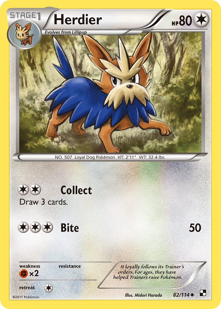 Herdier - 82/114 - Black and White - Uncommon | Viridian Forest