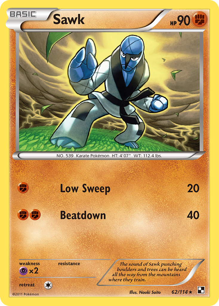 Sawk - 62/114 - Black and White - Rare | Viridian Forest