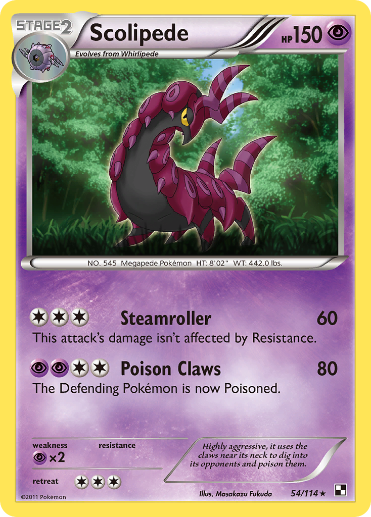 Scolipede - 54/114 - Black and White - Rare | Viridian Forest