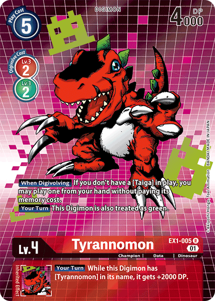 Tyrannomon (Alternate Art) - EX1-005 R - EX01 Classic Collection | Viridian Forest