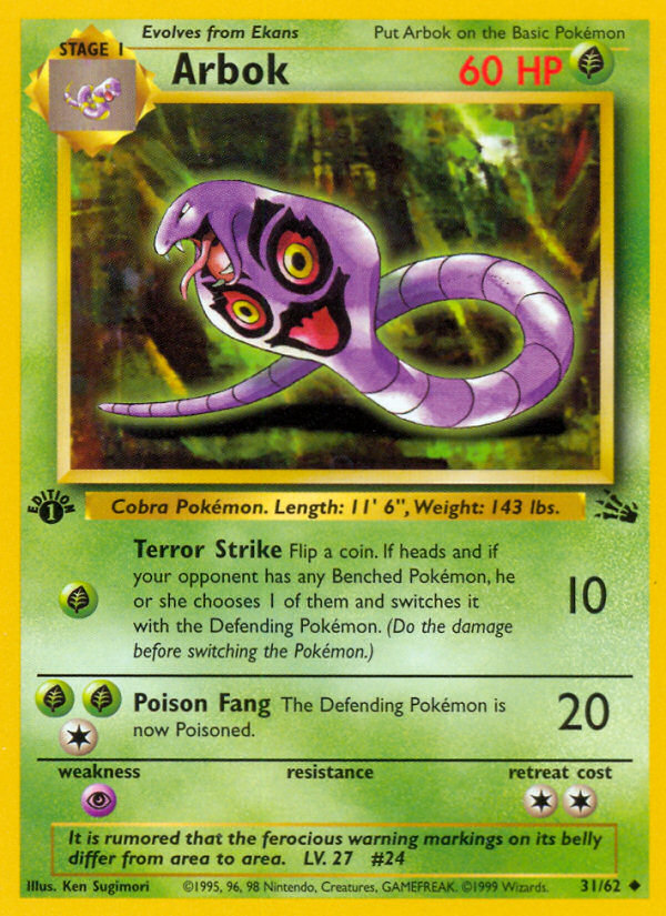 Arbok (31/62) [Fossil 1st Edition] | Viridian Forest