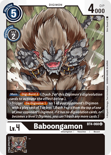 Baboongamon - BT4-068 U - Great Legend | Viridian Forest