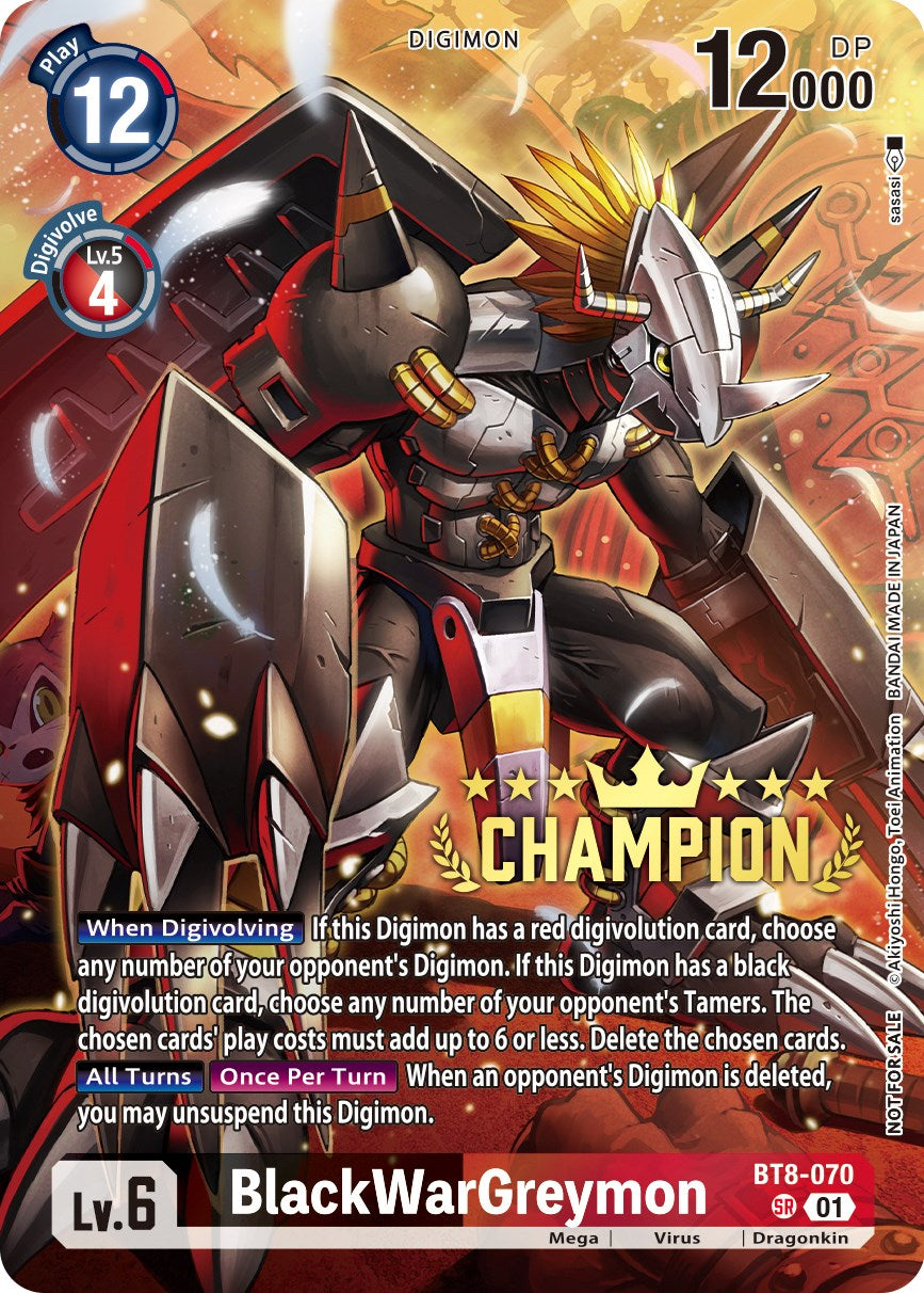 BlackWarGreymon [BT8-070] (Digimon 3-On-3 November 2023 Champion) [New Awakening] | Viridian Forest