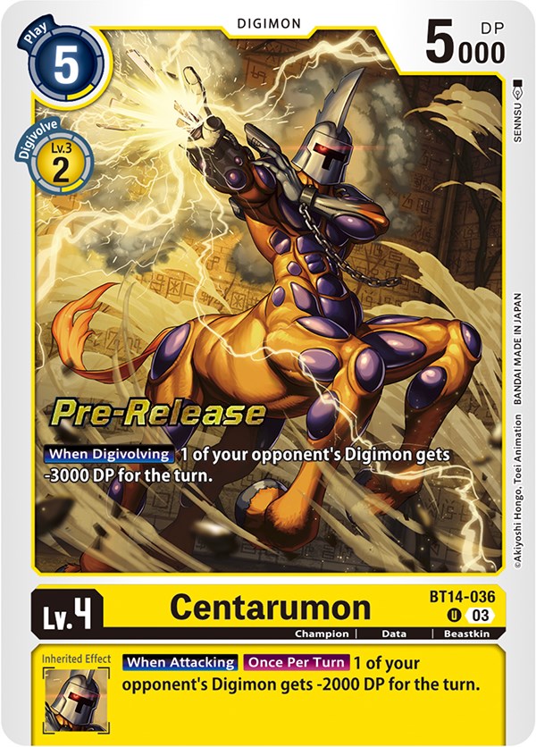 Centarumon [BT14-036] [Blast Ace Pre-Release Cards] | Viridian Forest