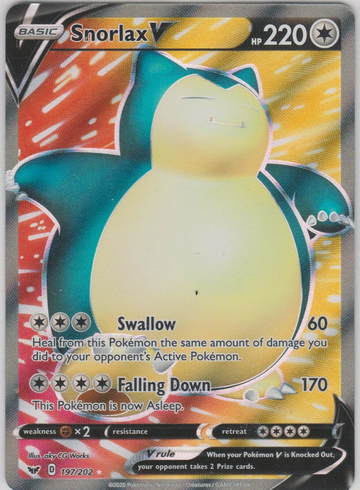 Snorlax V - 197/202 - Sword and Shield - Full Art | Viridian Forest