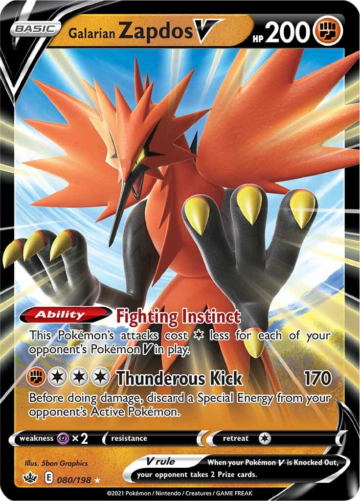 Galarian Zapdos V  - 080/198 - Chilling Reign - Ultra Rare | Viridian Forest