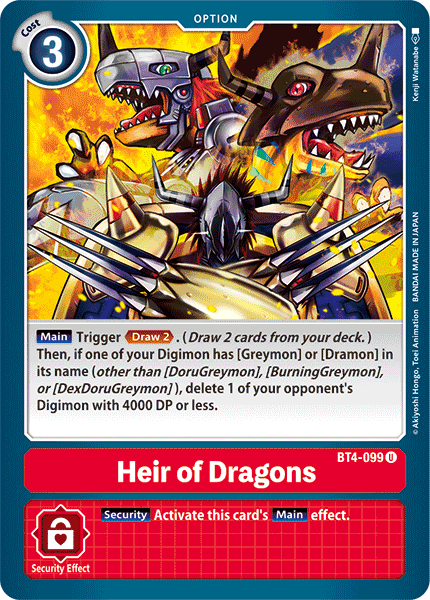 Heir of Dragons - BT4-099 U - Great Legend | Viridian Forest