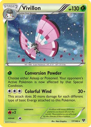 Vivillon (17/146) (Meadow Form/Pink Wings) (Cosmos Holo) [XY: Base Set] | Viridian Forest