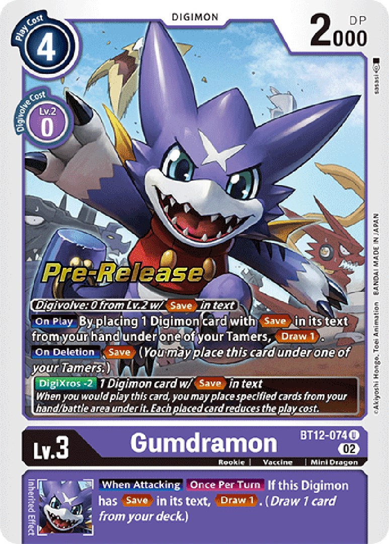 Gumdramon [BT12-074] [Across Time Pre-Release Cards] | Viridian Forest