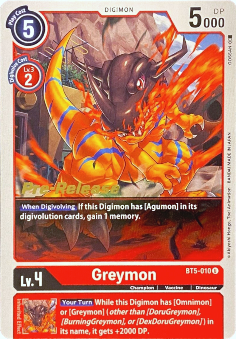 Greymon [BT5-010] [Battle of Omni Pre-Release Promos] | Viridian Forest