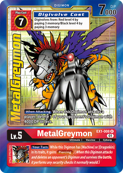 MetalGreymon (Alternate Art) - EX1-008 R - EX01 Classic Collection | Viridian Forest