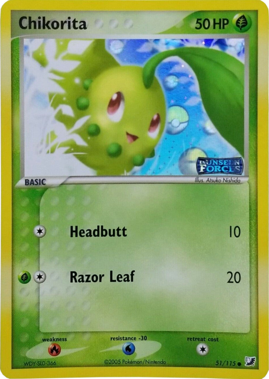 Chikorita (51/115) (Stamped) [EX: Unseen Forces] | Viridian Forest