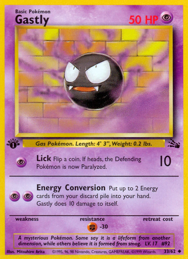 Gastly (33/62) [Fossil 1st Edition] | Viridian Forest