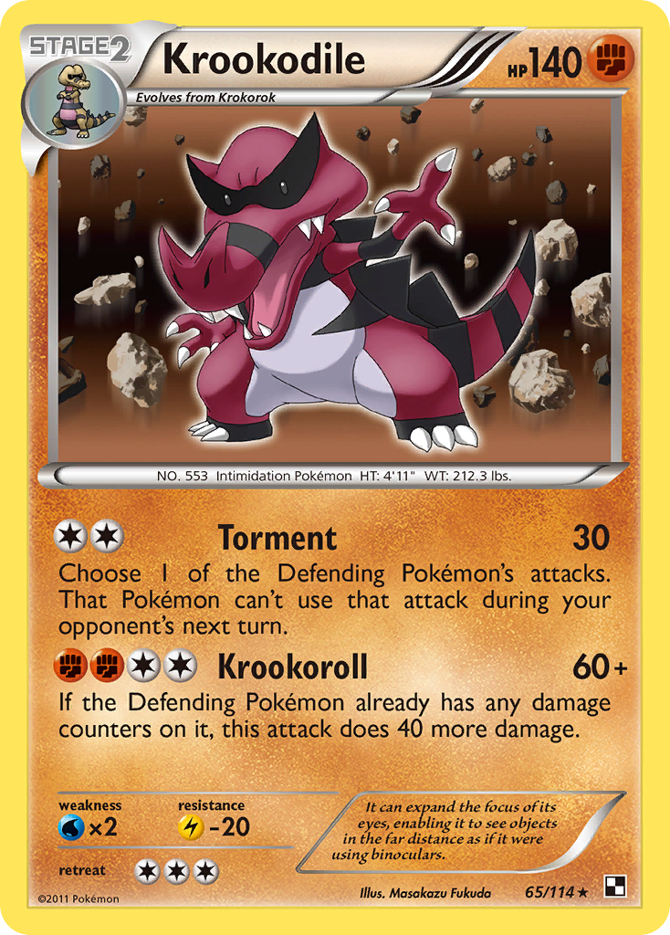 Krookodile - 65/114 - Black and White - Holo | Viridian Forest