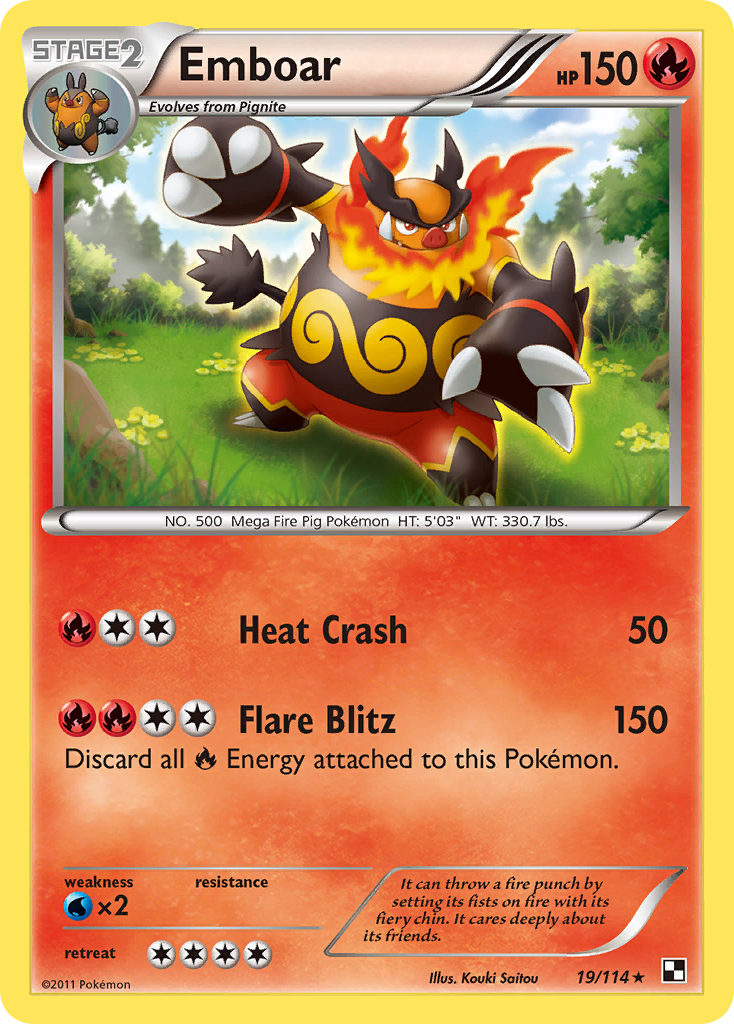 Emboar - 19/114 - Black and White - Holo | Viridian Forest