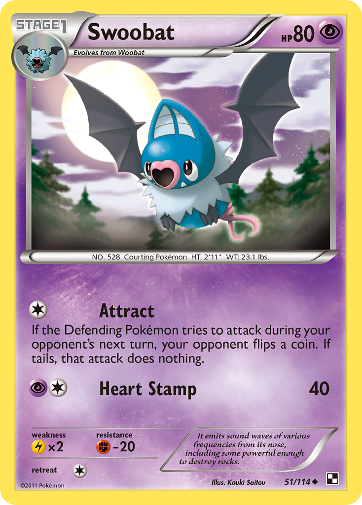 Swoobat - 51/114 - Black and White - Uncommon | Viridian Forest