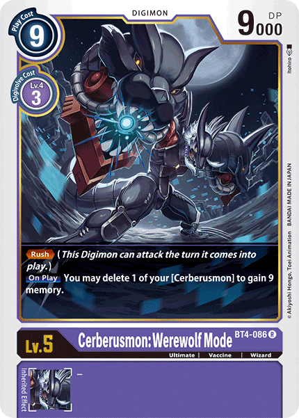 Cerberusmon: Werewolf Mode - BT4-086 R - Great Legend | Viridian Forest